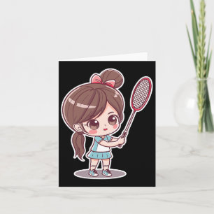 Badminton Girl Comic Style Shuttle Game voor meisj Kaart
