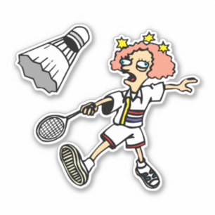 Badminton Girl Custom-Cut Vinyl Sticker