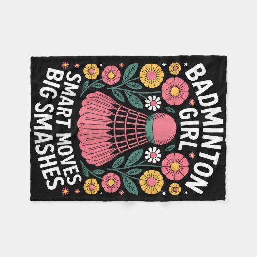 Badminton Girl Shuttle Funny Badminton  Fleece Deken (Voorkant (Horizontaal))