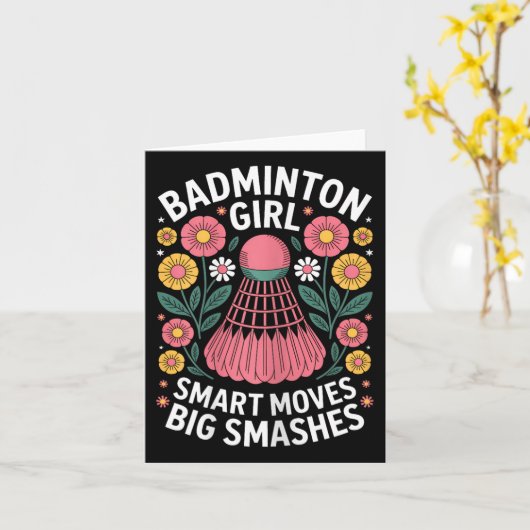 Badminton Girl Shuttle Funny Badminton Kaart (Gele Bloem)