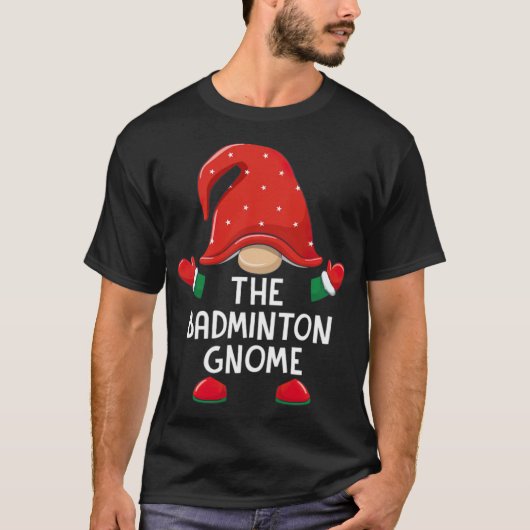 Badminton Gnome sset Kerstmis Matching T ayn T-shirt (Voorkant)