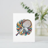 Badminton Grafisch Briefkaart (Staand voorkant)