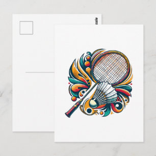Badminton Grafisch Briefkaart