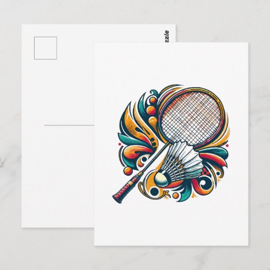Badminton Grafisch Briefkaart (Voorkant / Achterkant)