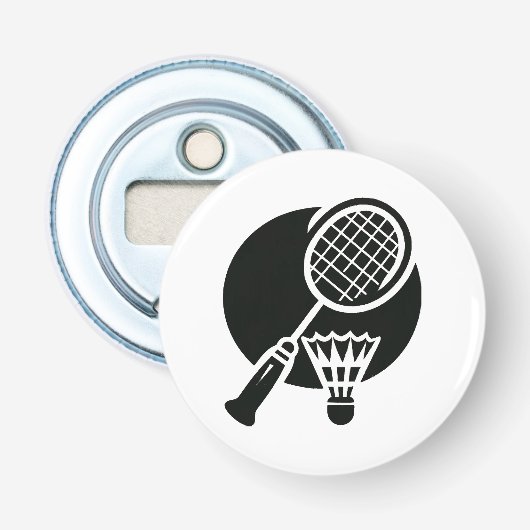 Badminton Grafisch Button Flesopener (Voorkant)