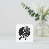 Badminton Grafisch Vierkante Visitekaartje (Staand voorkant)