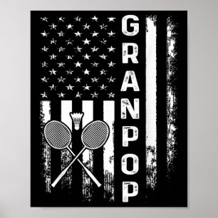 Badminton Granpop Amerikaanse Vlag Vintage Kerstmi Poster