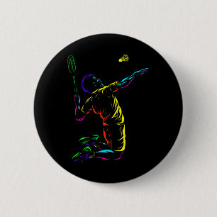 Badminton Graphic Badminton Player Shuttle Sports Ronde Button 5,7 Cm