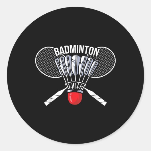 Badminton Graphic Badminton Player Shuttle Sports Ronde Sticker (Voorkant)