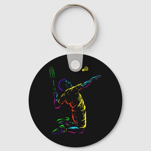 Badminton Graphic Badminton Player Shuttle Sports Sleutelhanger (Voorkant)