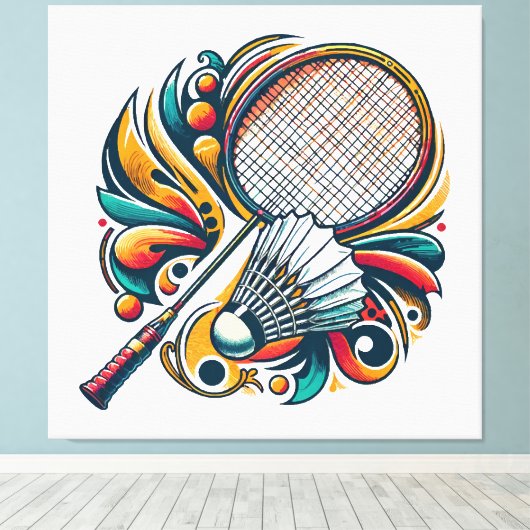 Badminton Graphic Canvas Afdruk (Insitu (Houten vloer))