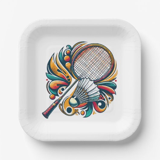 Badminton Graphic Papieren Bordje (Voorkant)
