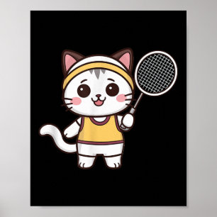 Badminton Grappige Kat Vrouwen Meisjes Badminton S Poster
