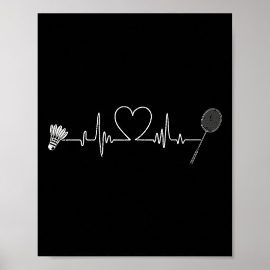 Badminton Hartslag Grappige Badminton  Poster (Voorkant)
