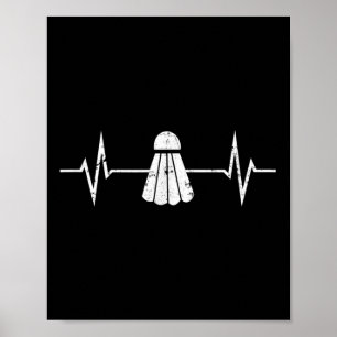 Badminton Hartslag T-shirt Grunge Cadeau Speler Co Poster