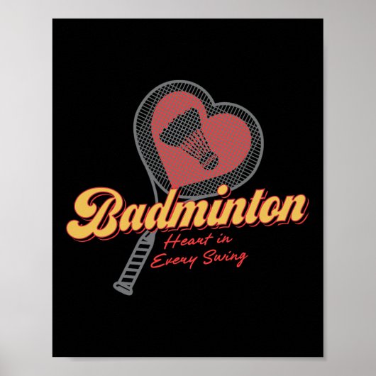 Badminton Heart in elk swing ontwerp Poster (Voorkant)
