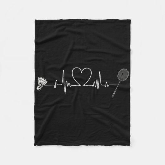 Badminton Heartbeat Funny Badminton Fleece Deken (Voorkant)