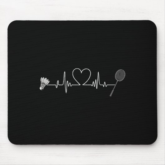 Badminton Heartbeat Funny Badminton Muismat (Voorkant)