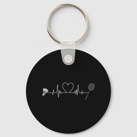 Badminton Heartbeat Funny Badminton Sleutelhanger (Voorkant)