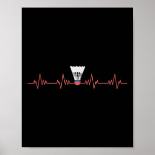 Badminton Heartbeat met shuttle voor badminton Poster
