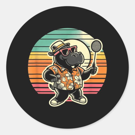 Badminton Hippo Shuttle  Ronde Sticker (Voorkant)