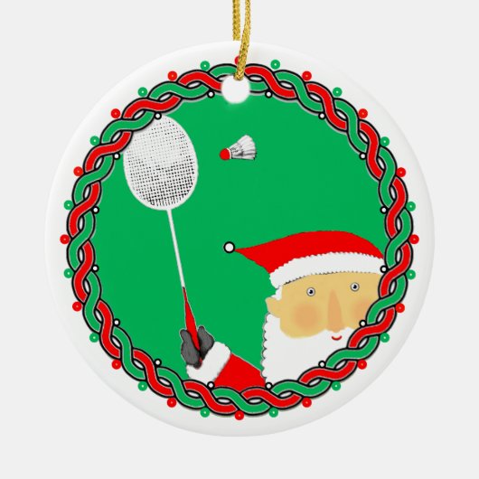 Badminton Holiday Gift Keramisch Ornament (Voorkant)