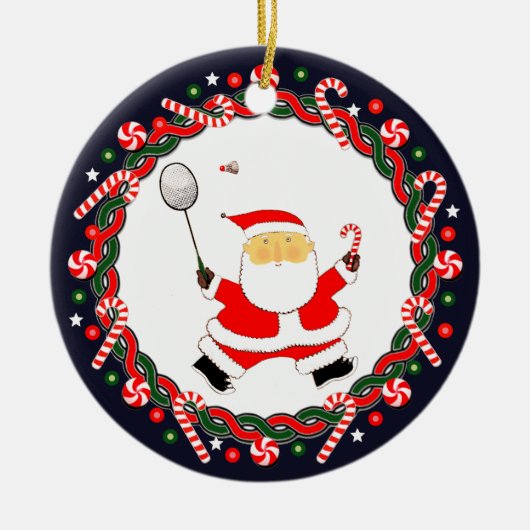 Badminton Holiday Gift Keramisch Ornament (Voorkant)