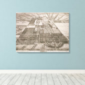 Badminton House in de provincie Gloucester, engra Canvas Afdruk (Insitu (Houten vloer))