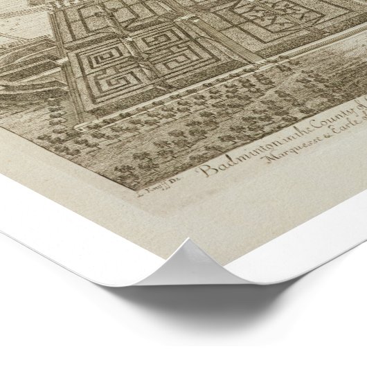 Badminton House in de provincie Gloucester, engra Poster (Hoek)