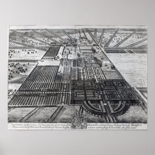 Badminton House in de provincie Gloucester Poster (Voorkant)