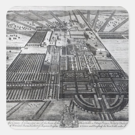 Badminton House in de provincie Gloucester Vierkante Sticker (Voorkant)