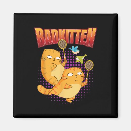 Badminton I Badkitten Cat I Badminton Racket Shutt Magneet (Voorkant)