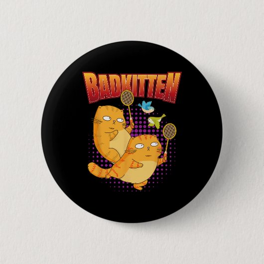 Badminton I Badkitten Cat I Badminton Racket Shutt Ronde Button 5,7 Cm (Voorkant)