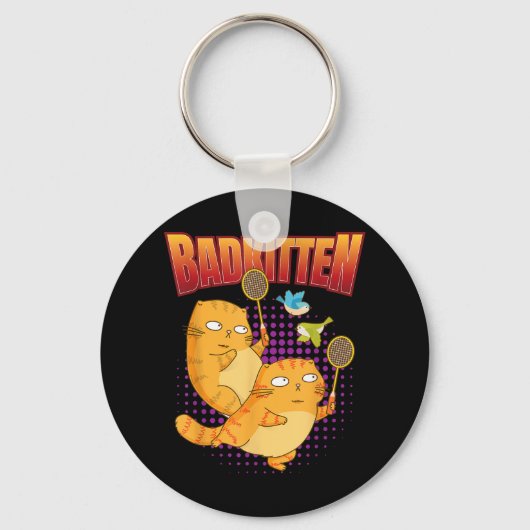 Badminton I Badkitten Cat I Badminton Racket Shutt Sleutelhanger (Voorkant)