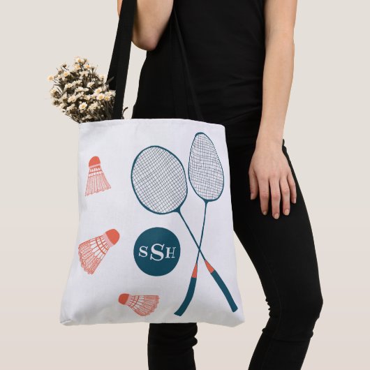 Badminton illustratie tas MONOGRAMMED (Dichtbij)
