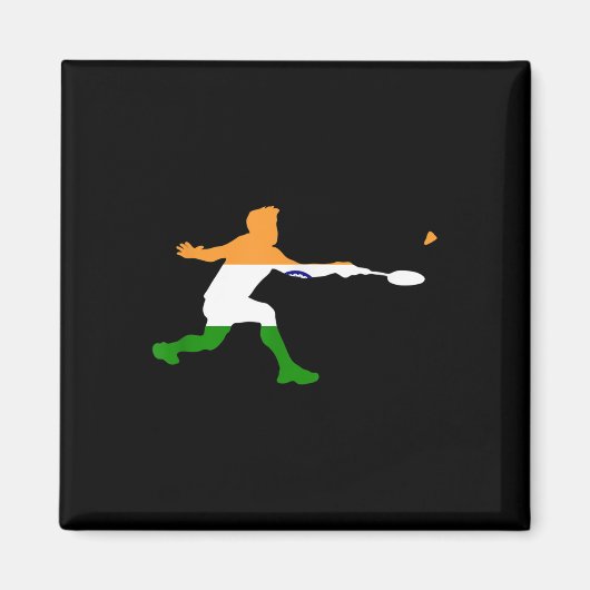 Badminton Indian Flag Racquet Shuttle Mannen Playe Magneet (Voorkant)