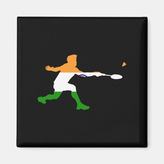 Badminton Indian Flag Racquet Shuttle Mannen Playe Magneet (Voorkant)