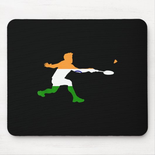 Badminton Indian Flag Racquet Shuttle Mannen Playe Muismat (Voorkant)