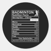 Badminton Ingrediënten Label Grappig (Voorkant)