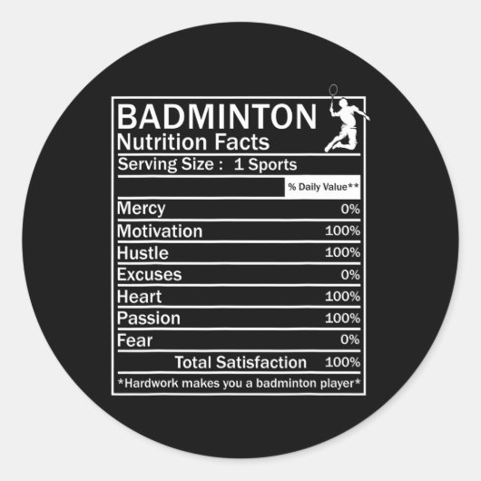 Badminton Ingrediënten Label Grappig (Voorkant)