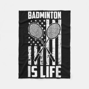 Badminton Is Life - Amerikaanse vlag Fleece Deken