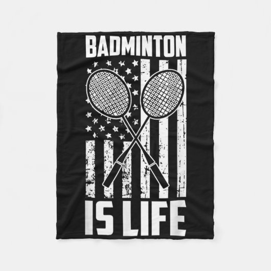 Badminton Is Life -  Amerikaanse vlag Fleece Deken (Voorkant)