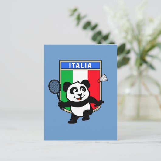 Badminton Italy Panda Briefkaart (Staand voorkant)