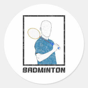 Badminton Jongen Racket Sport Man Slagen  Ronde Sticker