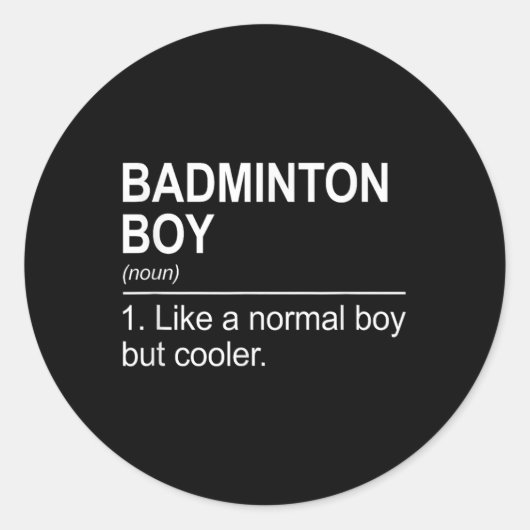 Badminton Jongen Zelfstandig Naamwoord Definitie S Ronde Sticker (Voorkant)