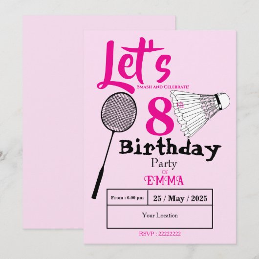 Badminton  kaart (Voorkant / Achterkant)