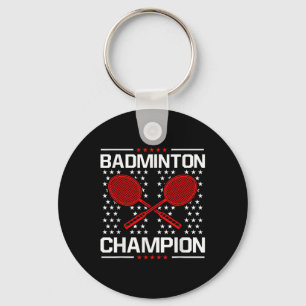 Badminton Kampioen Badminton Speler Shuttle Sporte Sleutelhanger