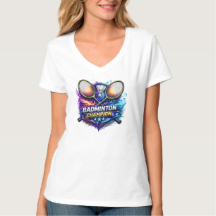 Badminton Kampioen Grafische V-hals T-shirt voor V