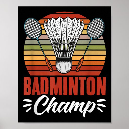 Badminton Kampioen Racket Shuttle Vintage Badminto Poster (Voorkant)