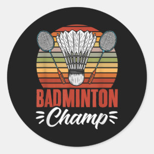 Badminton Kampioen Racket Shuttle Vintage Badminto Ronde Sticker